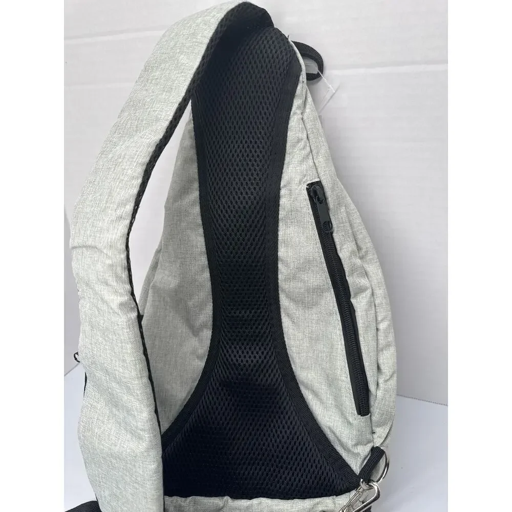 Bella Russo crossbody sling bag over shoulder padded strap gray chest bag